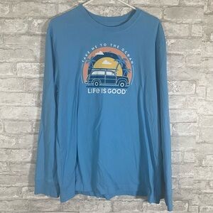 Life Is Good Ocean Blue Graphic Tee men’s size large gorpcore surfer‎ nautical